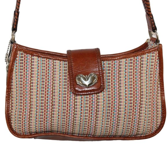 Fossil Fabric Woven Striped Multi Color Hobo Shoulder Purse Handbag Medium Bag - Picture 3 of 12